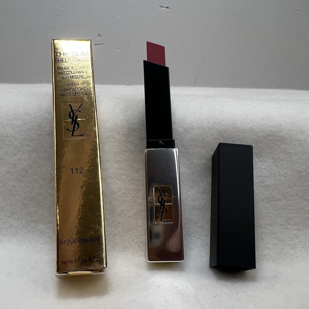 Yves Rouge Pur Couture The Slim Sheer Matte Lipstick 112 Raw Rosewood 2 g New